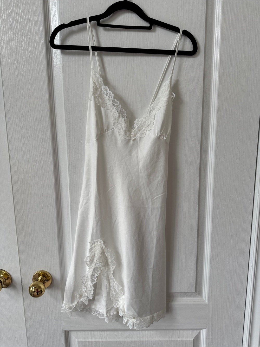 Lace-Trim White Slip Dress - Women's Intimates